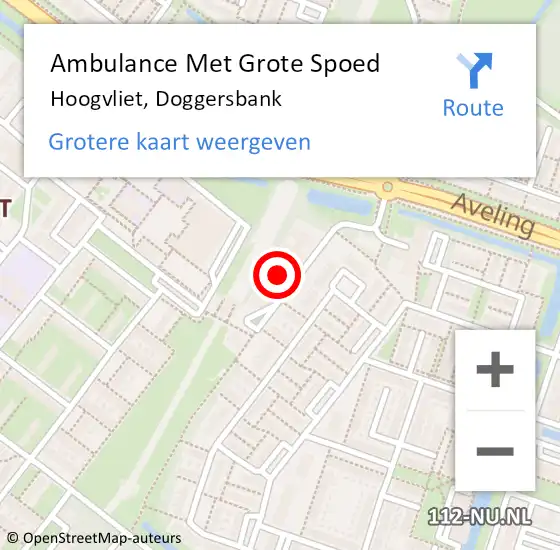Locatie op kaart van de 112 melding: Ambulance Met Grote Spoed Naar Hoogvliet, Doggersbank op 14 december 2023 16:50