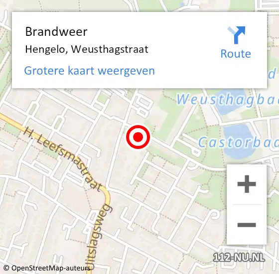 Locatie op kaart van de 112 melding: Brandweer Hengelo, Weusthagstraat op 14 december 2023 17:03