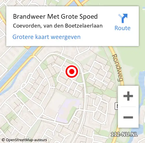 Locatie op kaart van de 112 melding: Brandweer Met Grote Spoed Naar Coevorden, van den Boetzelaerlaan op 14 december 2023 17:33