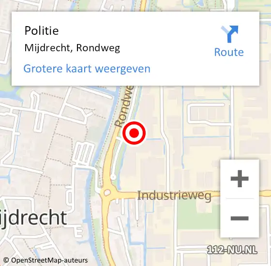 Locatie op kaart van de 112 melding: Politie Mijdrecht, Rondweg op 14 december 2023 17:41