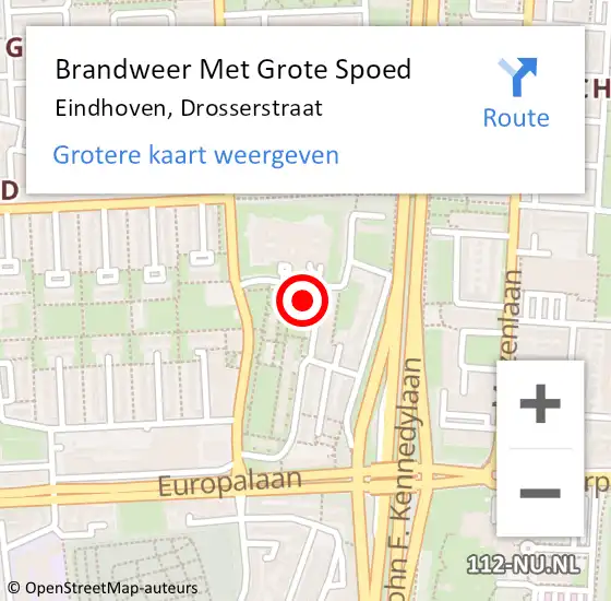 Locatie op kaart van de 112 melding: Brandweer Met Grote Spoed Naar Eindhoven, Drosserstraat op 14 december 2023 17:49