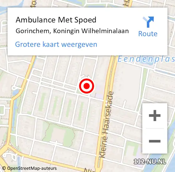 Locatie op kaart van de 112 melding: Ambulance Met Spoed Naar Gorinchem, Koningin Wilhelminalaan op 14 december 2023 18:16
