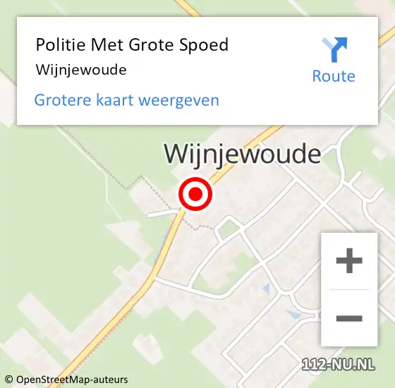 Locatie op kaart van de 112 melding: Politie Met Grote Spoed Naar Wijnjewoude op 14 december 2023 18:19