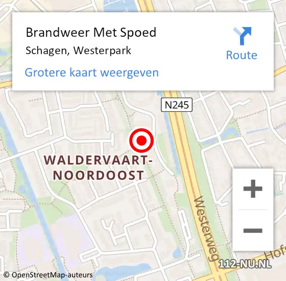 Locatie op kaart van de 112 melding: Brandweer Met Spoed Naar Schagen, Westerpark op 14 december 2023 18:36