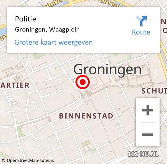 Locatie op kaart van de 112 melding: Politie Groningen, Waagplein op 14 december 2023 18:38