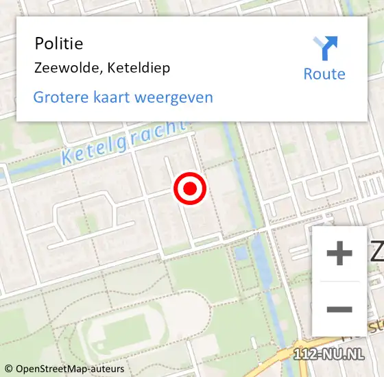 Locatie op kaart van de 112 melding: Politie Zeewolde, Keteldiep op 14 december 2023 18:42