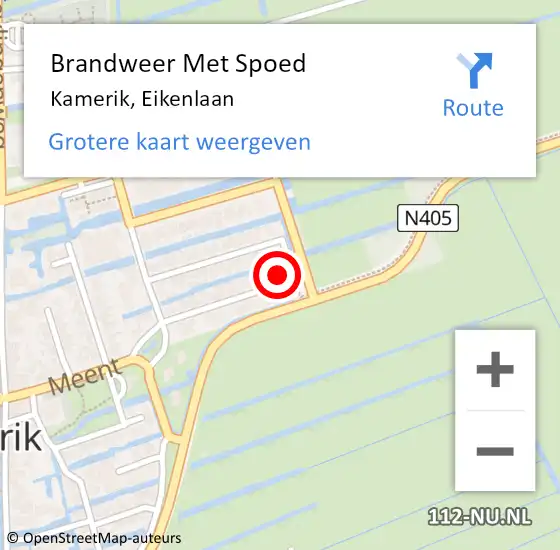 Locatie op kaart van de 112 melding: Brandweer Met Spoed Naar Kamerik, Eikenlaan op 14 december 2023 18:57