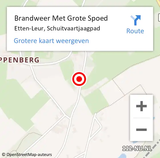 Locatie op kaart van de 112 melding: Brandweer Met Grote Spoed Naar Etten-Leur, Schuitvaartjaagpad op 14 december 2023 19:09