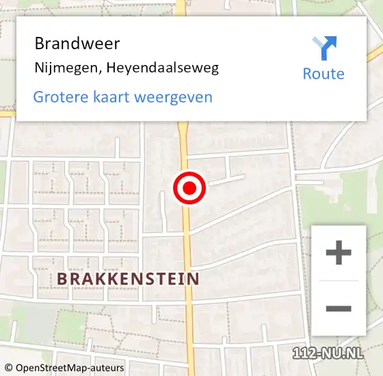 Locatie op kaart van de 112 melding: Brandweer Nijmegen, Heyendaalseweg op 14 december 2023 19:18