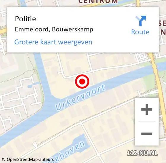 Locatie op kaart van de 112 melding: Politie Emmeloord, Bouwerskamp op 14 december 2023 19:23