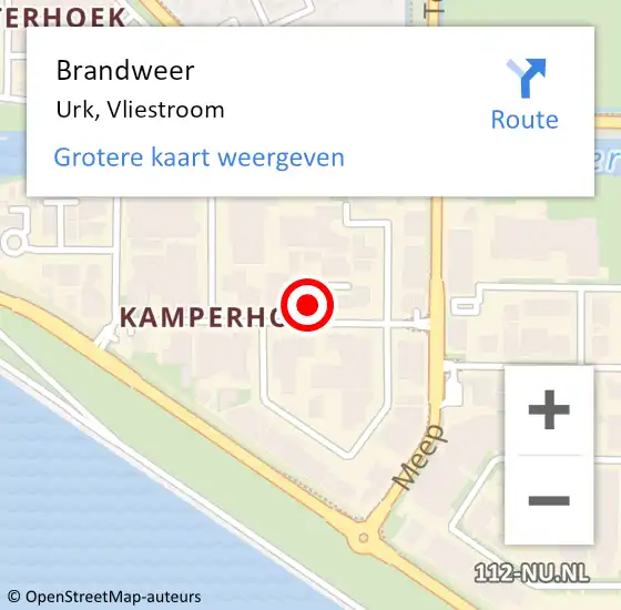 Locatie op kaart van de 112 melding: Brandweer Urk, Vliestroom op 14 december 2023 19:44