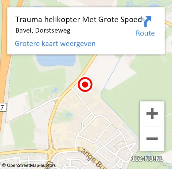 Locatie op kaart van de 112 melding: Trauma helikopter Met Grote Spoed Naar Bavel, Dorstseweg op 14 december 2023 20:18