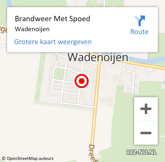 Locatie op kaart van de 112 melding: Brandweer Met Spoed Naar Wadenoijen op 14 december 2023 20:20