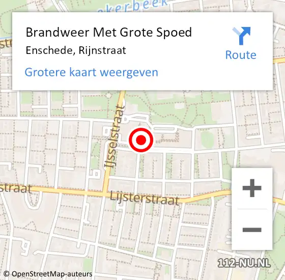 Locatie op kaart van de 112 melding: Brandweer Met Grote Spoed Naar Enschede, Rijnstraat op 14 december 2023 20:39
