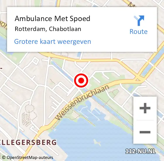 Locatie op kaart van de 112 melding: Ambulance Met Spoed Naar Rotterdam, Chabotlaan op 14 december 2023 20:52