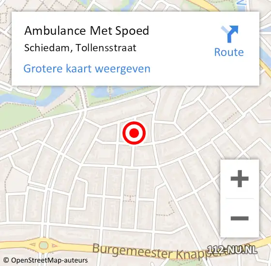 Locatie op kaart van de 112 melding: Ambulance Met Spoed Naar Schiedam, Tollensstraat op 14 december 2023 20:58