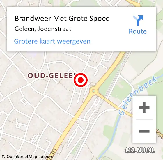 Locatie op kaart van de 112 melding: Brandweer Met Grote Spoed Naar Geleen, Jodenstraat op 14 december 2023 21:00