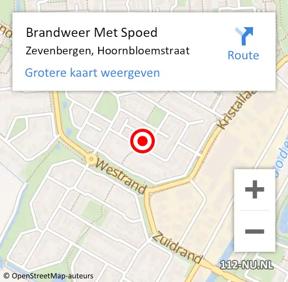 Locatie op kaart van de 112 melding: Brandweer Met Spoed Naar Zevenbergen, Hoornbloemstraat op 14 december 2023 21:12