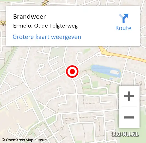 Locatie op kaart van de 112 melding: Brandweer Ermelo, Oude Telgterweg op 14 december 2023 22:18