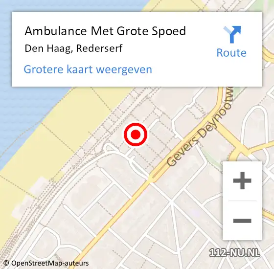 Locatie op kaart van de 112 melding: Ambulance Met Grote Spoed Naar Den Haag, Rederserf op 14 december 2023 22:20