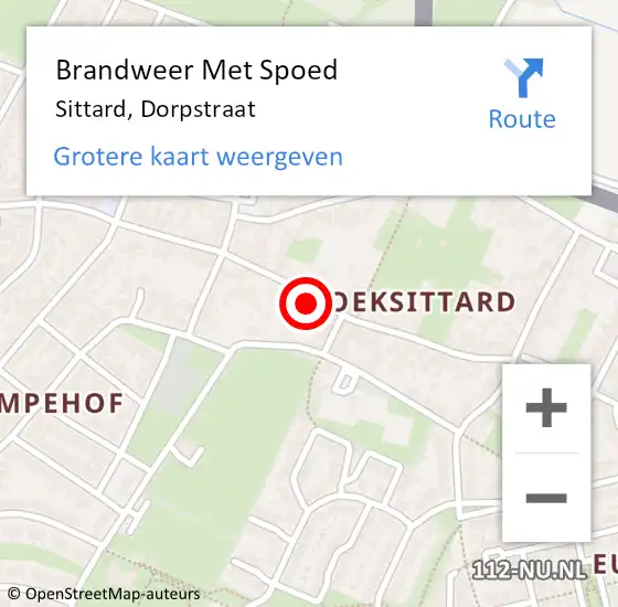 Locatie op kaart van de 112 melding: Brandweer Met Spoed Naar Sittard, Dorpstraat op 14 december 2023 23:39