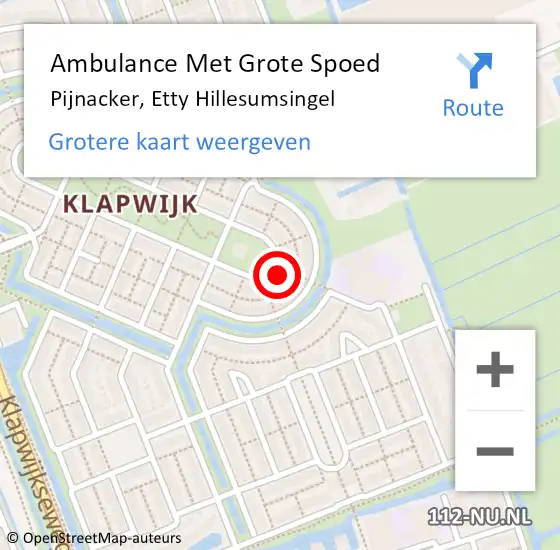 Locatie op kaart van de 112 melding: Ambulance Met Grote Spoed Naar Pijnacker, Etty Hillesumsingel op 14 december 2023 23:58