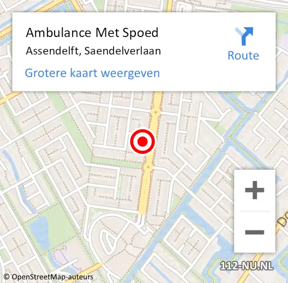 Locatie op kaart van de 112 melding: Ambulance Met Spoed Naar Assendelft, Saendelverlaan op 14 december 2023 23:59