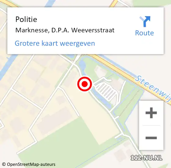 Locatie op kaart van de 112 melding: Politie Marknesse, D.P.A. Weeversstraat op 18 september 2014 14:48