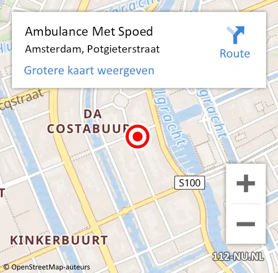 Locatie op kaart van de 112 melding: Ambulance Met Spoed Naar Amsterdam, Potgieterstraat op 15 december 2023 02:40