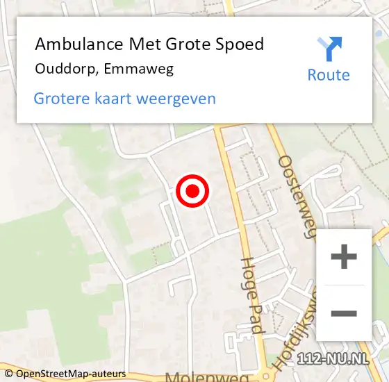 Locatie op kaart van de 112 melding: Ambulance Met Grote Spoed Naar Ouddorp, Emmaweg op 15 december 2023 03:27