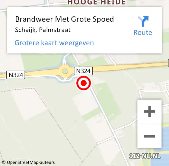 Locatie op kaart van de 112 melding: Brandweer Met Grote Spoed Naar Schaijk, Palmstraat op 15 december 2023 03:43