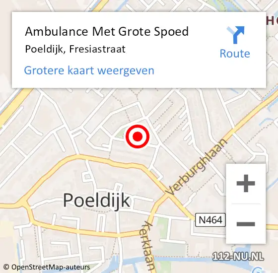 Locatie op kaart van de 112 melding: Ambulance Met Grote Spoed Naar Poeldijk, Fresiastraat op 15 december 2023 04:22