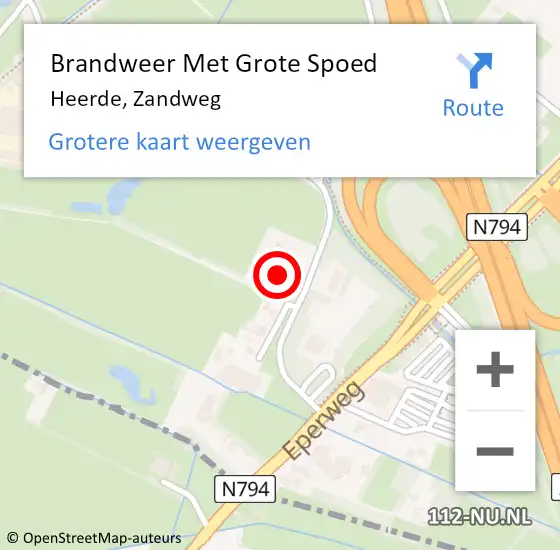 Locatie op kaart van de 112 melding: Brandweer Met Grote Spoed Naar Heerde, Zandweg op 15 december 2023 05:05