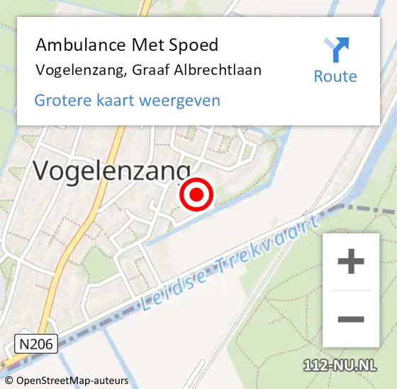 Locatie op kaart van de 112 melding: Ambulance Met Spoed Naar Vogelenzang, Graaf Albrechtlaan op 15 december 2023 06:31