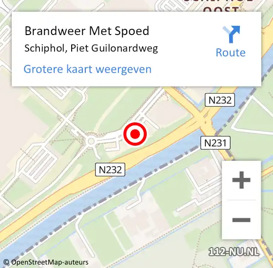 Locatie op kaart van de 112 melding: Brandweer Met Spoed Naar Schiphol, Piet Guilonardweg op 15 december 2023 06:45