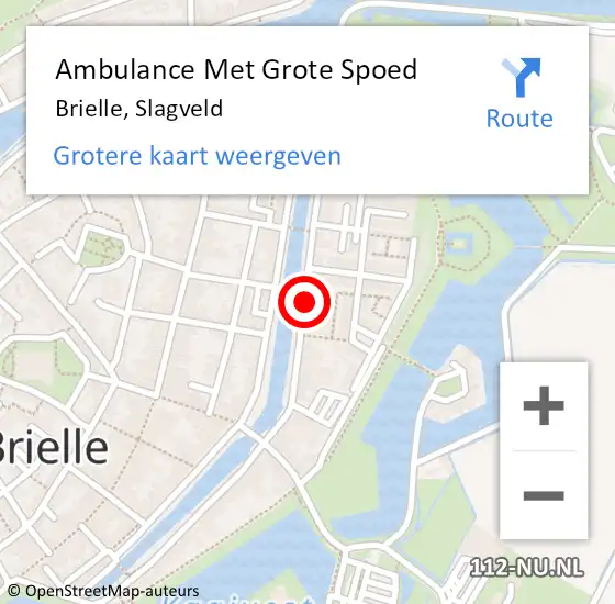 Locatie op kaart van de 112 melding: Ambulance Met Grote Spoed Naar Brielle, Slagveld op 15 december 2023 07:08