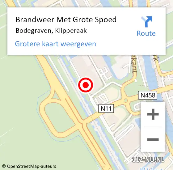 Locatie op kaart van de 112 melding: Brandweer Met Grote Spoed Naar Bodegraven, Klipperaak op 15 december 2023 07:20