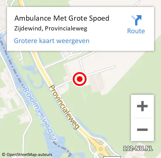 Locatie op kaart van de 112 melding: Ambulance Met Grote Spoed Naar Zijdewind, Provincialeweg op 18 september 2014 14:55