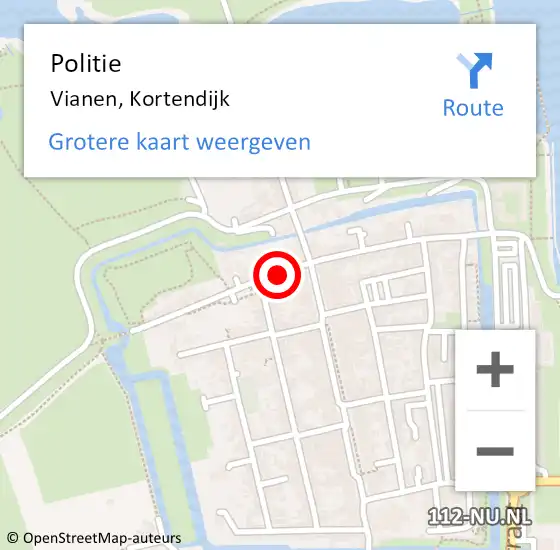 Locatie op kaart van de 112 melding: Politie Vianen, Kortendijk op 15 december 2023 07:36