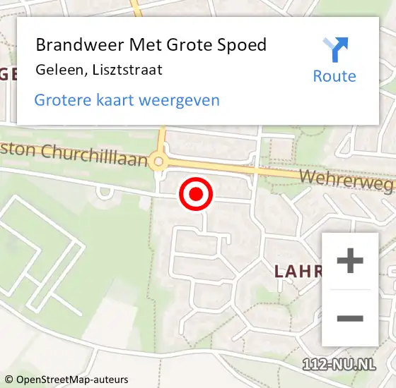 Locatie op kaart van de 112 melding: Brandweer Met Grote Spoed Naar Geleen, Lisztstraat op 15 december 2023 07:48