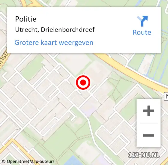 Locatie op kaart van de 112 melding: Politie Utrecht, Drielenborchdreef op 15 december 2023 08:27