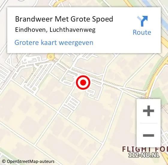 Locatie op kaart van de 112 melding: Brandweer Met Grote Spoed Naar Eindhoven, Luchthavenweg op 15 december 2023 08:36