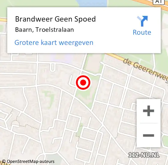 Locatie op kaart van de 112 melding: Brandweer Geen Spoed Naar Baarn, Troelstralaan op 15 december 2023 08:45