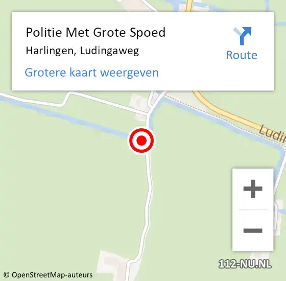 Locatie op kaart van de 112 melding: Politie Met Grote Spoed Naar Harlingen, Ludingaweg op 15 december 2023 08:54