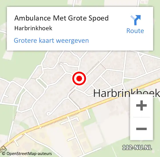 Locatie op kaart van de 112 melding: Ambulance Met Grote Spoed Naar Harbrinkhoek op 15 december 2023 08:57