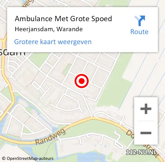 Locatie op kaart van de 112 melding: Ambulance Met Grote Spoed Naar Heerjansdam, Warande op 15 december 2023 09:09