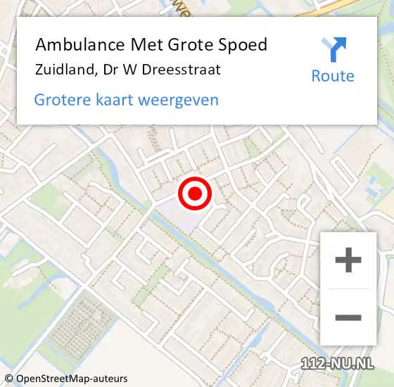 Locatie op kaart van de 112 melding: Ambulance Met Grote Spoed Naar Zuidland, Dr W Dreesstraat op 15 december 2023 09:20