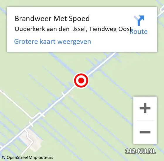 Locatie op kaart van de 112 melding: Brandweer Met Spoed Naar Ouderkerk aan den IJssel, Tiendweg Oost op 18 september 2014 15:05