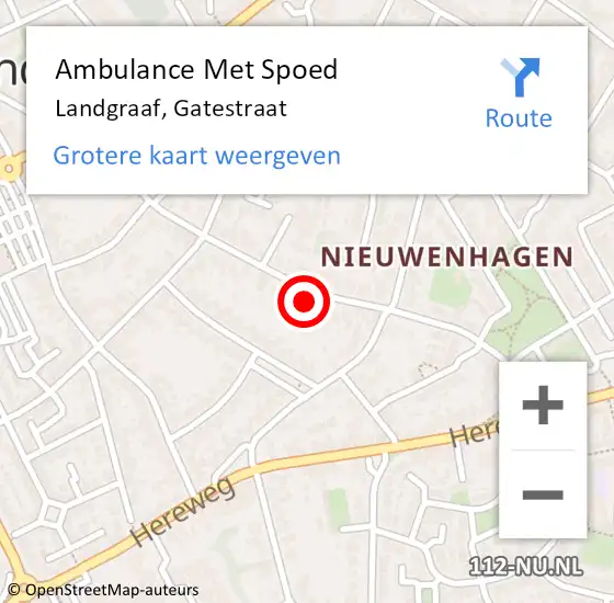 Locatie op kaart van de 112 melding: Ambulance Met Spoed Naar Landgraaf, Gatestraat op 18 september 2014 15:07