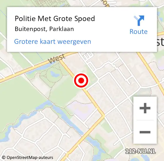 Locatie op kaart van de 112 melding: Politie Met Grote Spoed Naar Buitenpost, Parklaan op 15 december 2023 10:02